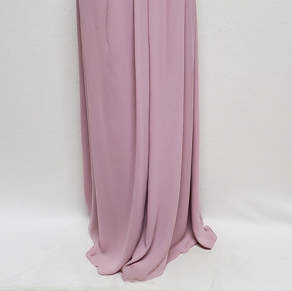 David's Bridal Quartz Lilac Georgette Double Maxi Wrap Bridesmaid Dress 6 - Picture 7 of 16